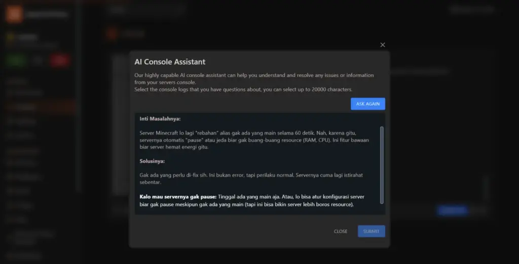 Ai Console Assistant Bahasa Indonesia